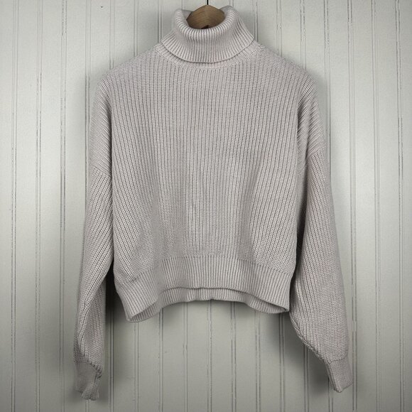 Brandy Melville White‎ Cream Oversized Turtleneck Sweater Cropped Comfy Style - Picture 1 of 10